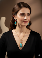 Firoza & Kundan Pendant Earrings Set