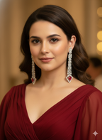 Premium Ruby Drop American Diamond Earrings