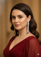 Premium Ruby Drop American Diamond Earrings