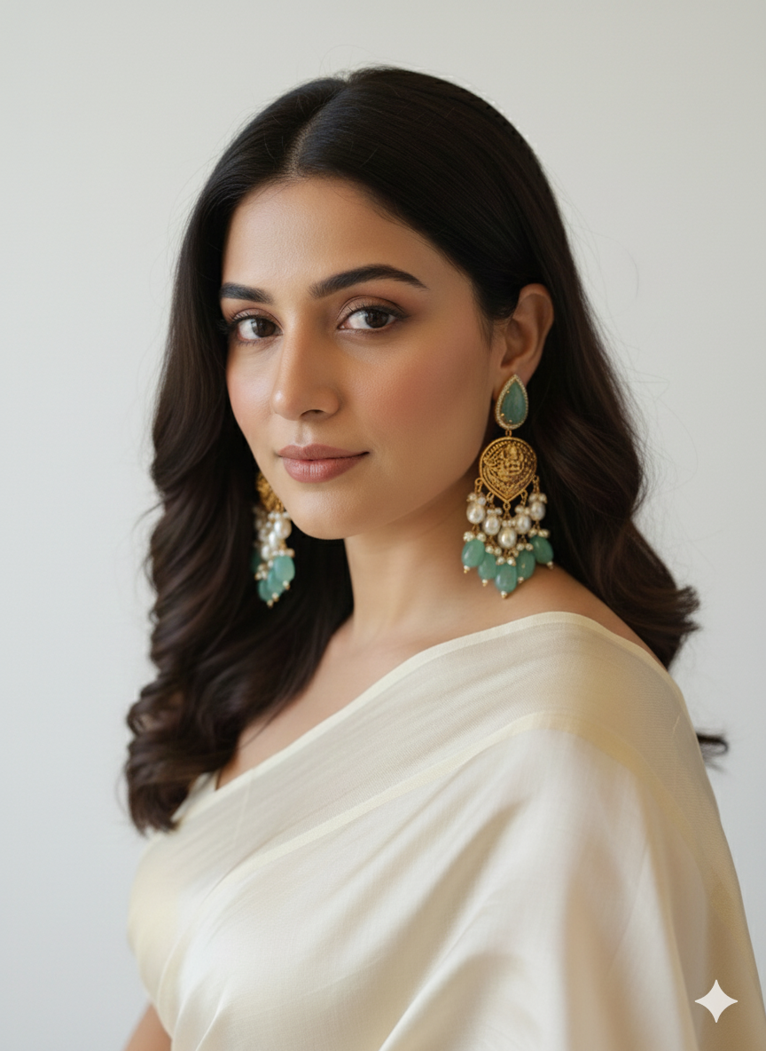 Aqua Pearl Chandelier Drop Earrings