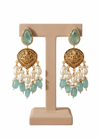 Aqua Pearl Chandelier Drop Earrings