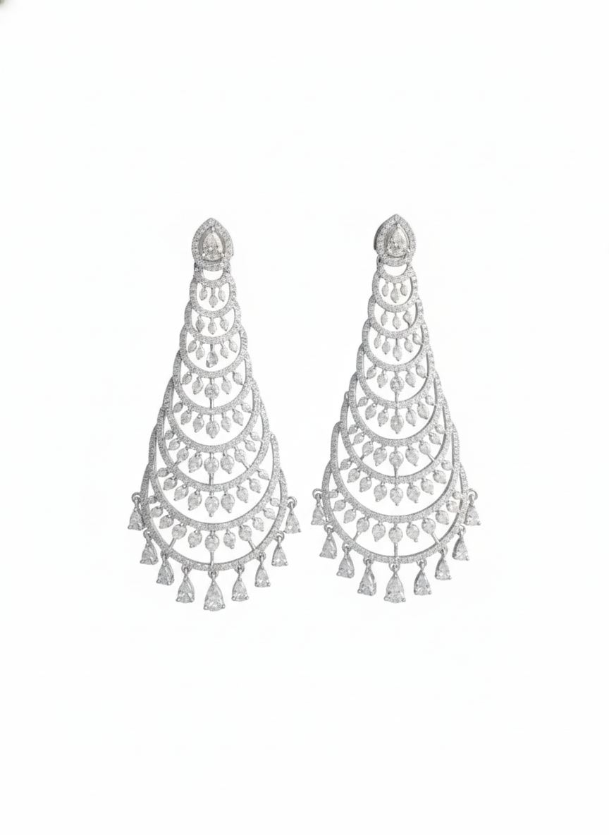 Elegant Long American Diamond Dangler Earrings