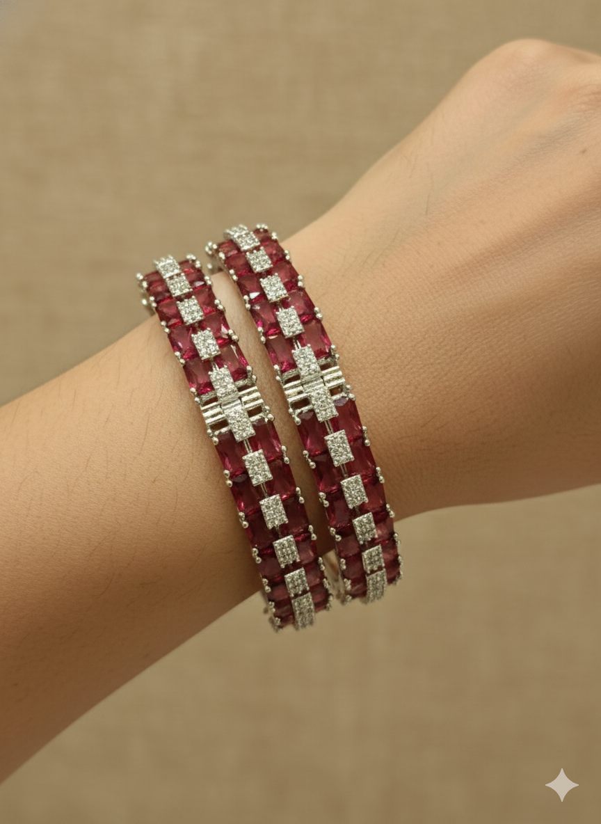 Ruby Grid American Diamond Bangles