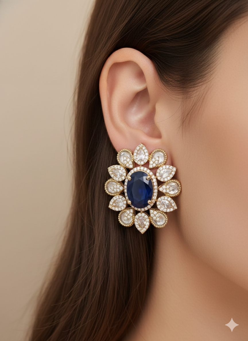 Victorian Elegance Blue Stone Studs
