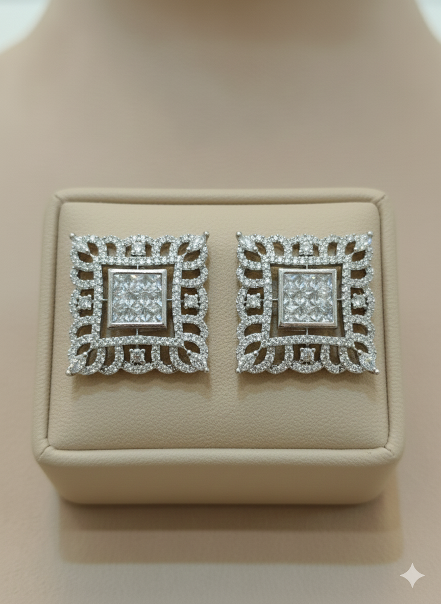✨ Regal Square American Diamond Studs ✨