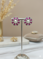 ✨ Ruby Pearl Bloom American Diamond Studs ✨