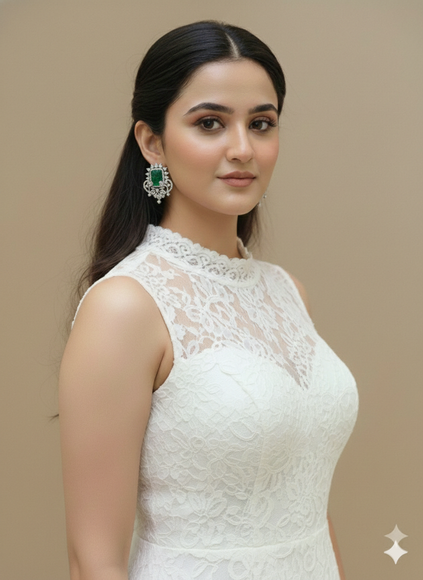 Regal Carved Gem American Diamond Studs