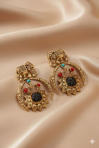 Royal Amrapali Elephant Motif Silver Replica Earrings