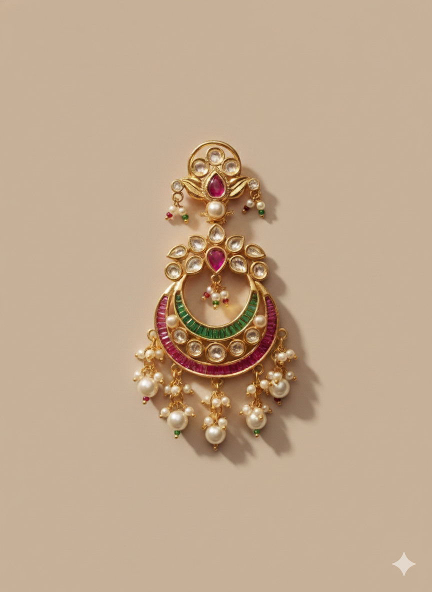 Royal Ruby & Green Kundan American Diamond Earrings
