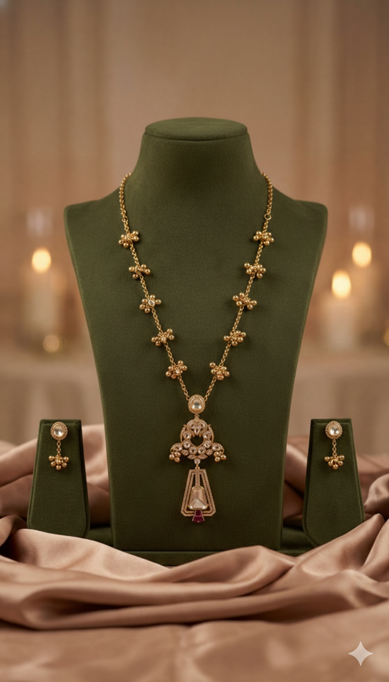 Tyaani-Inspired Kundan Set with Real Ghungroos