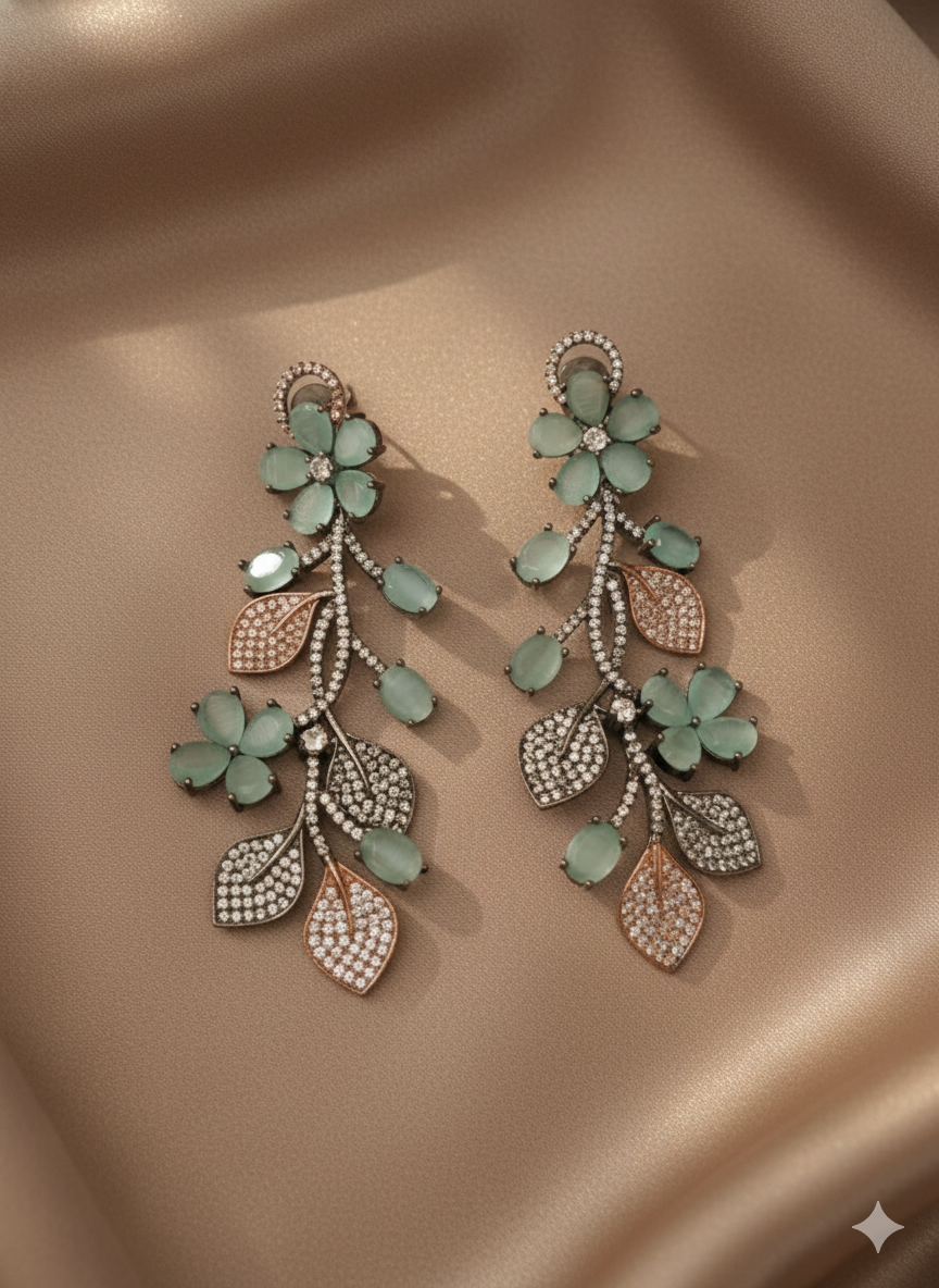 Victorian Bloom American Diamond Earrings