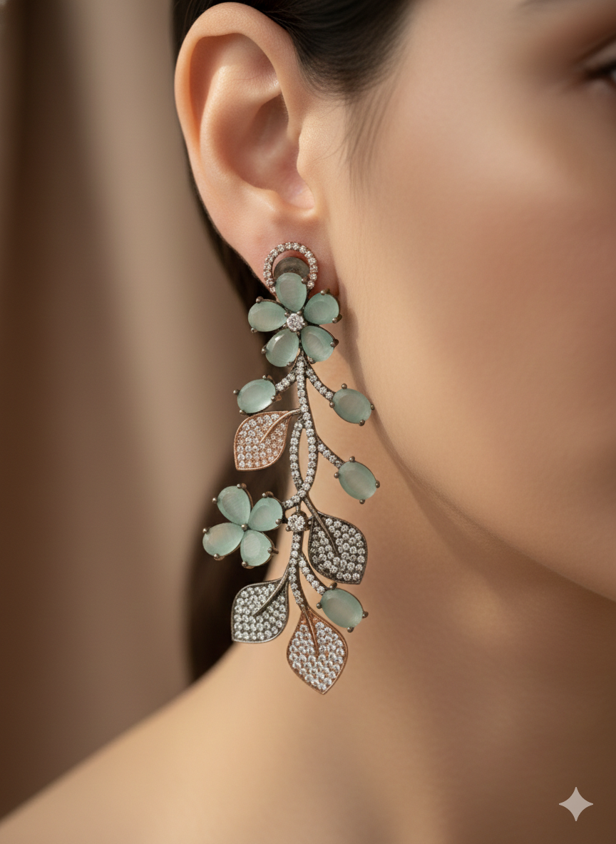 Victorian Bloom American Diamond Earrings