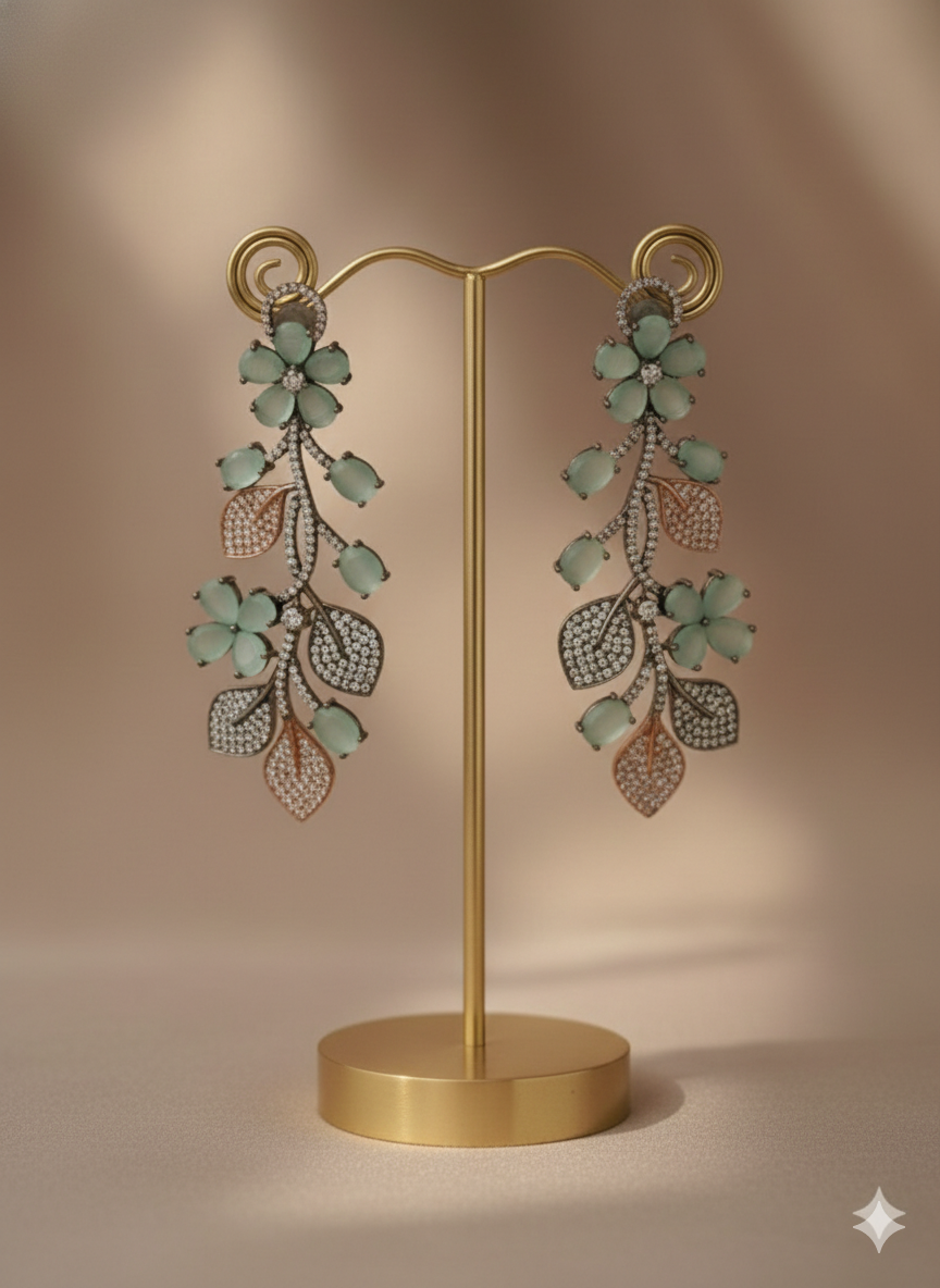 Victorian Bloom American Diamond Earrings