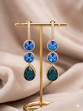 Elegant Blue Swarovski Crystal Drop Earrings in Gold