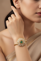 Emerald Bloom Kundan Adjustable Bracelet