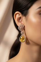 Golden Aura American Diamond Earrings