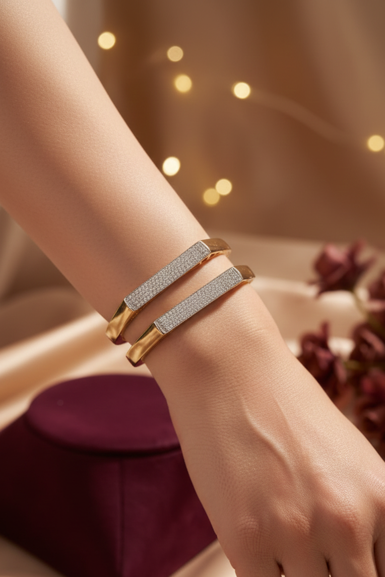 Golden Luxe American Diamond Bangles