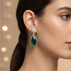 Emerald Teardrop Crystal Earrings