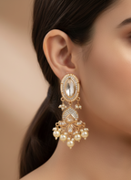 Classic Pearl Kundan Drop Earrings