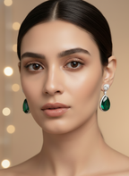 Emerald Teardrop Crystal Earrings