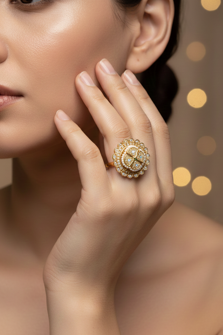 Heritage Gold-Plated American Diamond Finger Rings