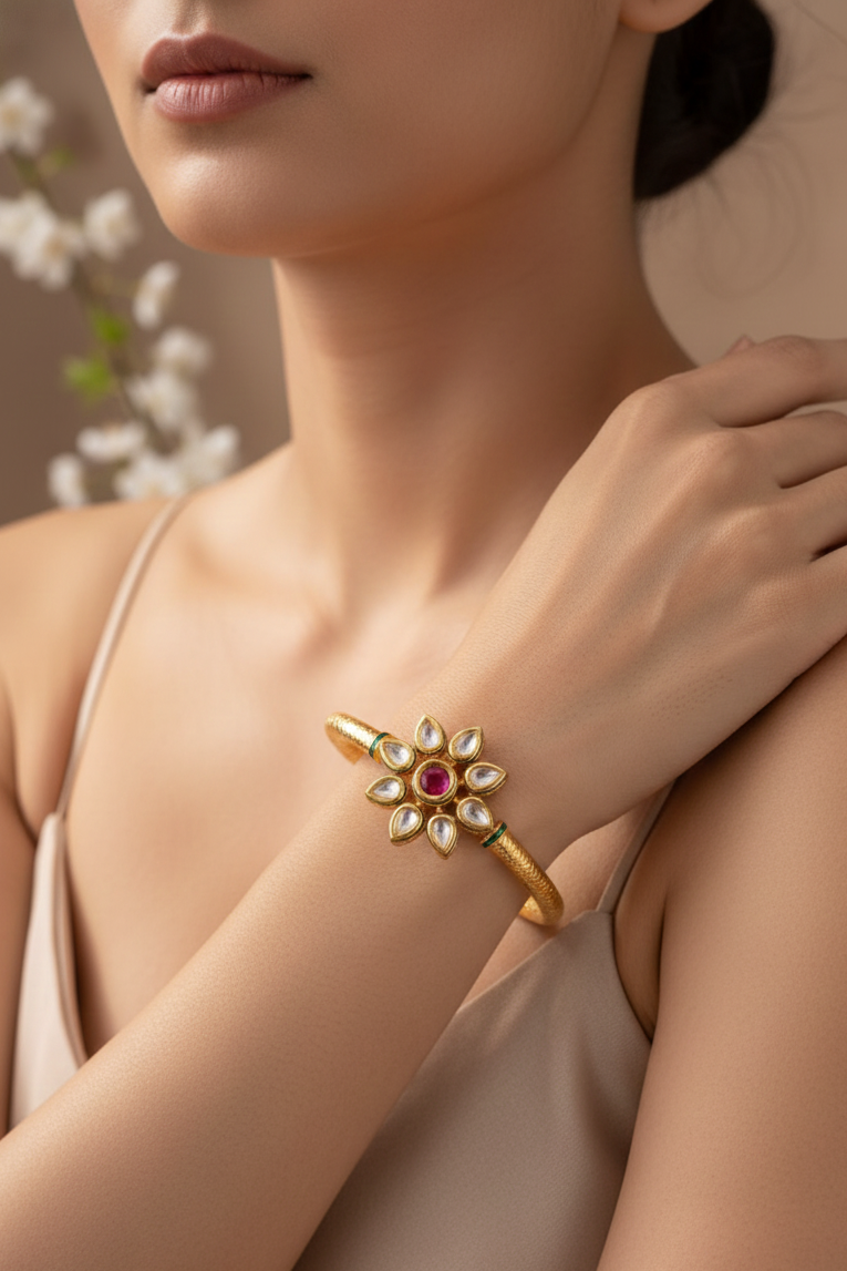 Ruby Bloom AC Kundan Bracelet