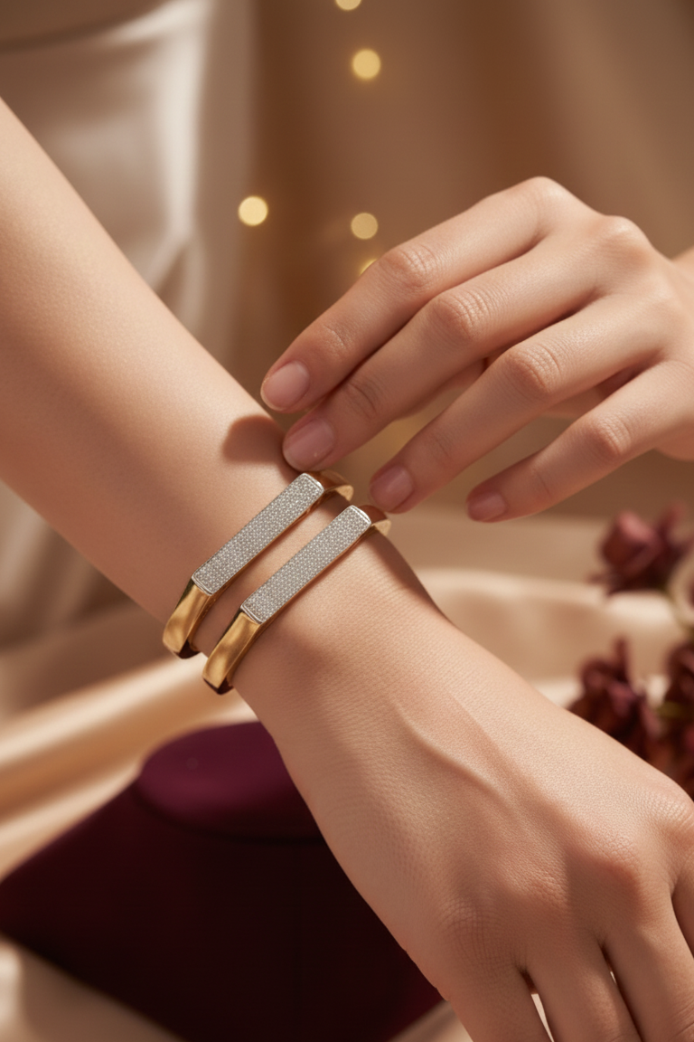Golden Luxe American Diamond Bangles