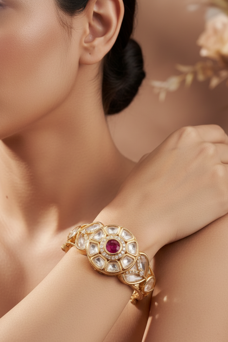 Royal Monssonite Kundan Bracelet