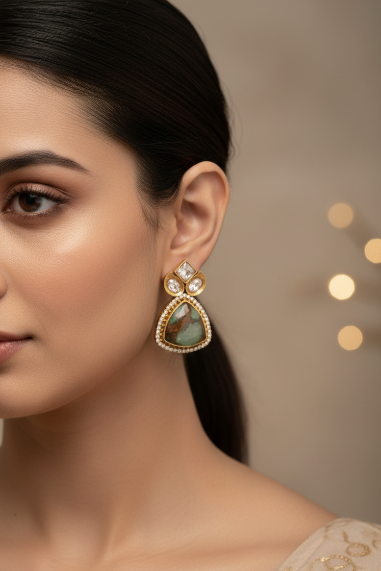 Marble Grace Kundan Earrings