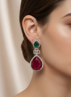 Ruby Drop American Diamond Statement Earrings