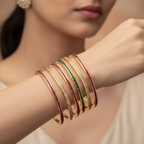 Multicolour Radiance – Set of 6 American Diamond Bangles
