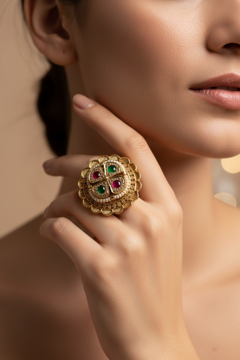 Heritage Gold-Plated American Diamond Finger Rings