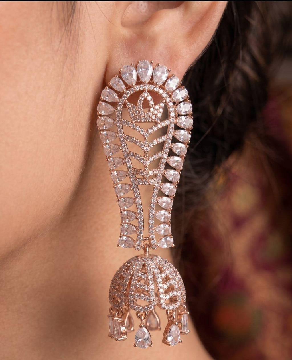 Rose Gold Polish Premium Jhumki Earrings