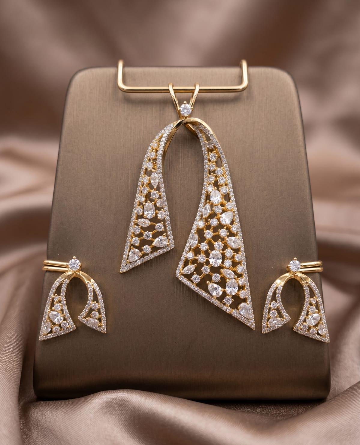 Designer AD Pendant Set with Earrings