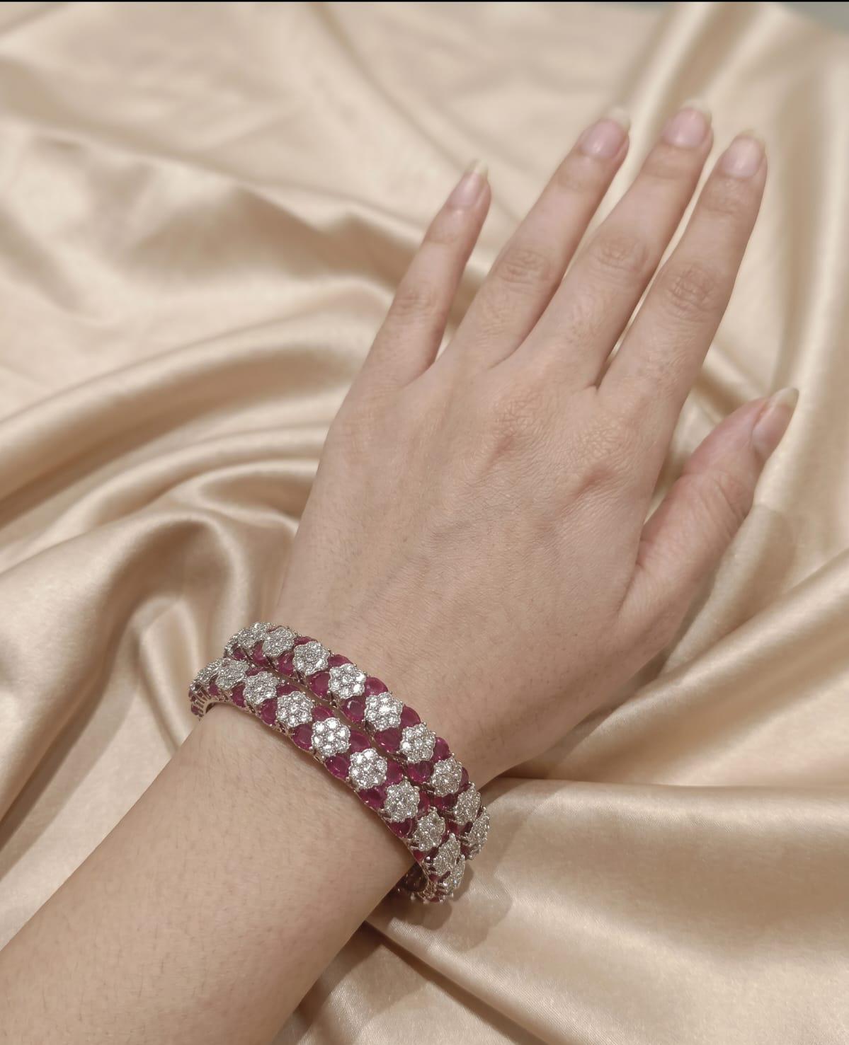 Ruby Blossom American Diamond Bangles