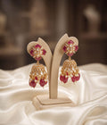 18 Carat Gold Plated Royal Ruby Kundan Jhumkas