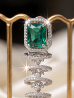 Emerald American Diamond Long Drop Earrings  Description: