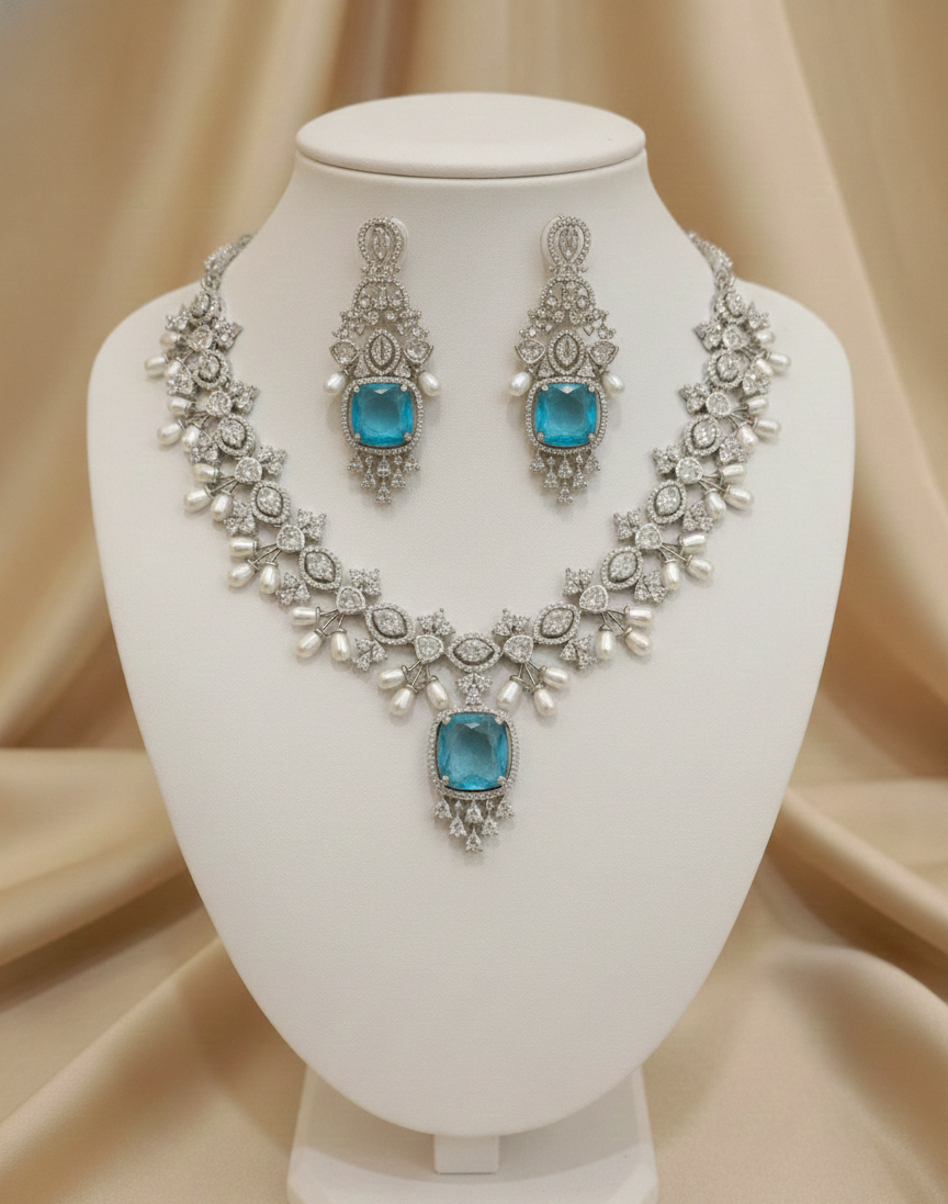 Blue Mist Diamond Necklace Ensemble