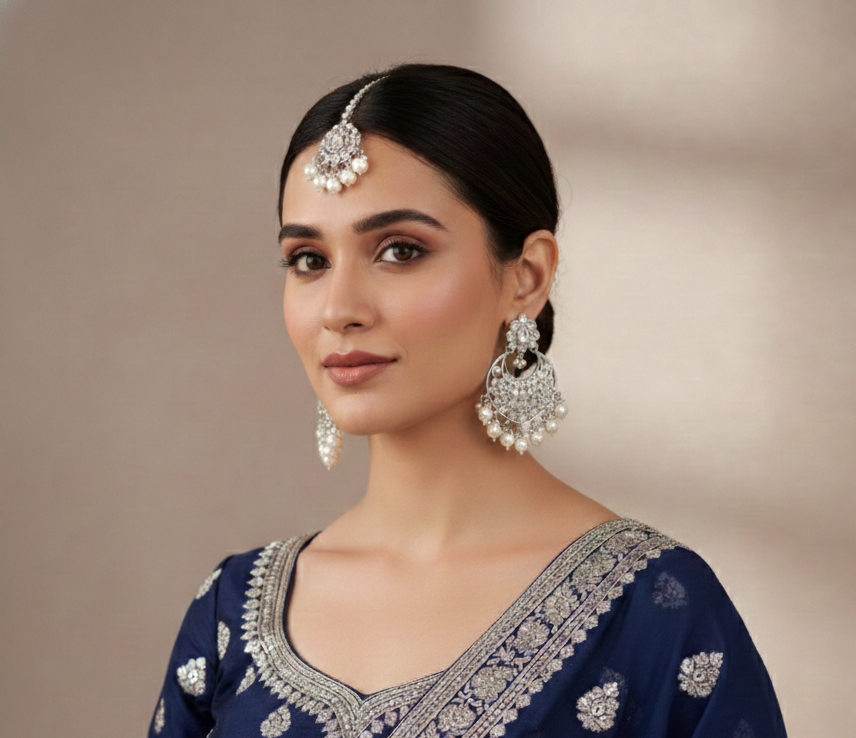 Reverse Sparkle American Diamond Necklace Set