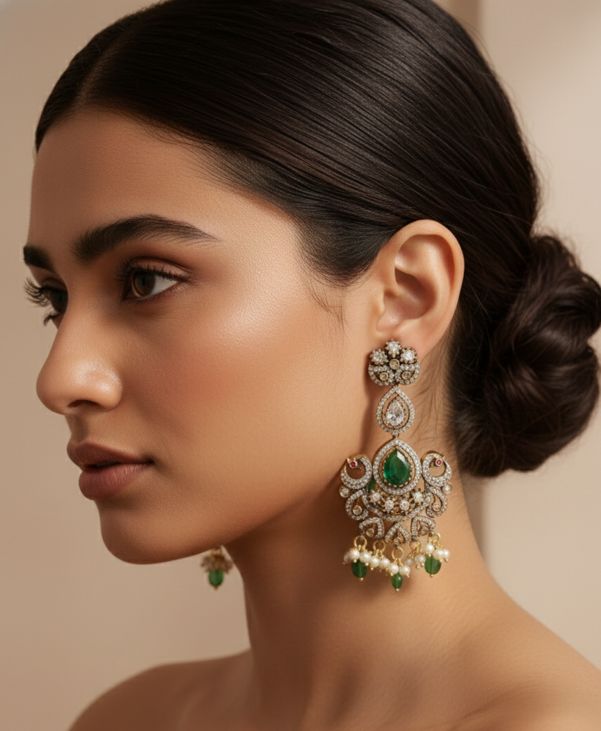 Emerald Noor Kundan Earrings