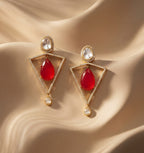 Crimson Glow Kundan & American Diamond Statement Earrings