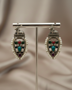 Navratna Pearl Silver Replica Earrings