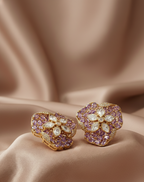 Opulent Kundan & American Diamond Floral Stud Earrings