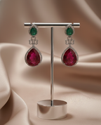 Ruby Drop American Diamond Statement Earrings