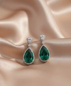 Emerald Teardrop Crystal Earrings