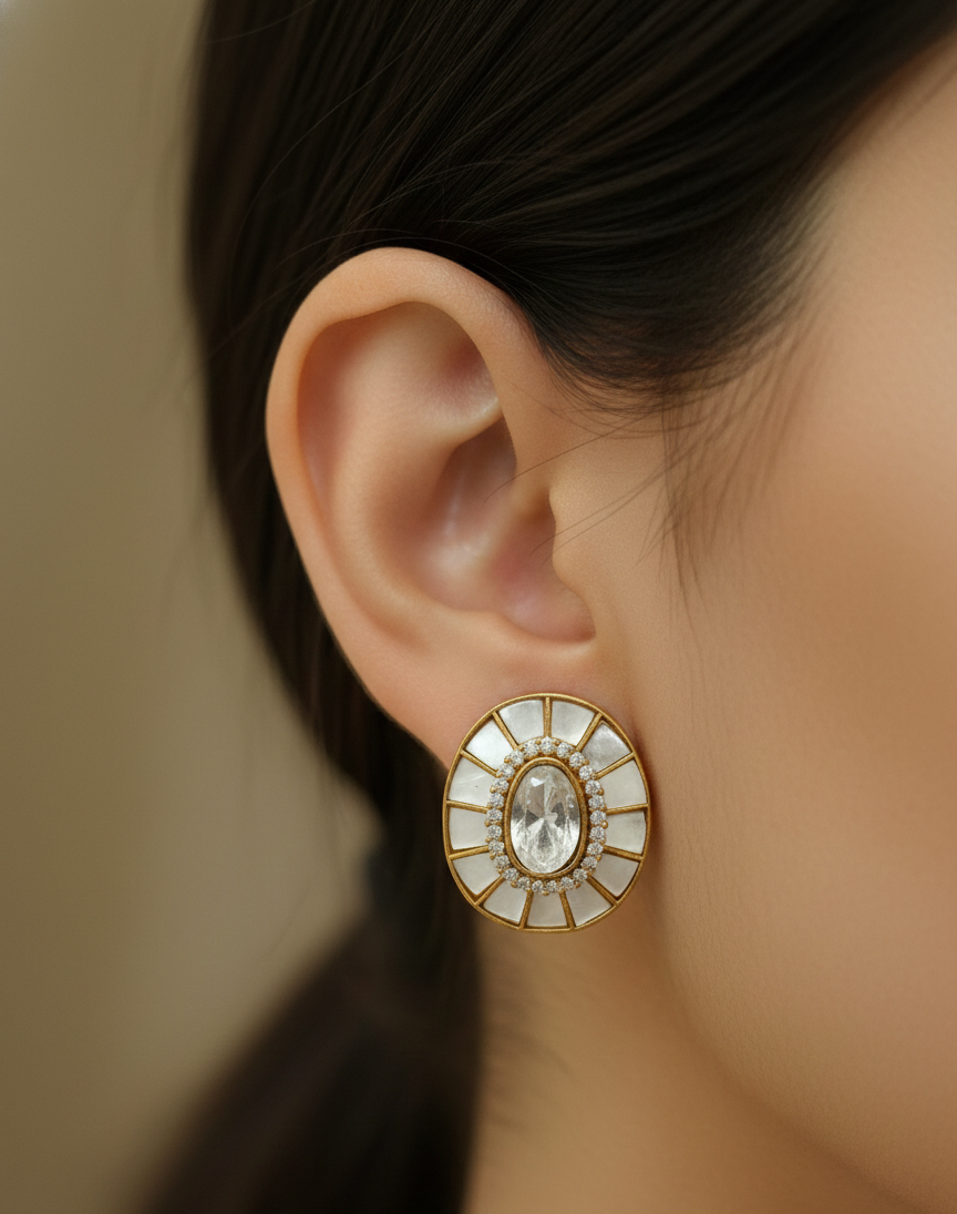 Royal Mother of Pearl Kundan Studs