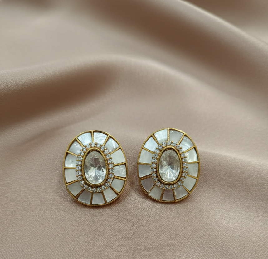 Royal Mother of Pearl Kundan Studs
