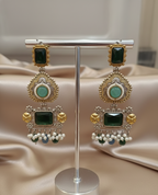 Royal Emerald Silver Replica Statement Earrings