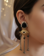 Regal Noir Dual-Tone Silver Replica Earrings