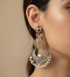 Royal Dual-Tone Silver Replica Earrings